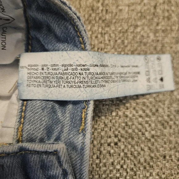 ZARA Women Mid Rise Cargo Side Pocket  Denim Wide Leg Pants Sz US 0 Blue Light - Picture 6 of 11